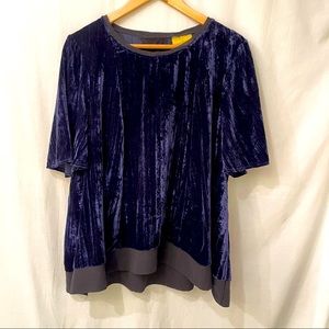 Maeve Navy Crushed Velvet Swing Top